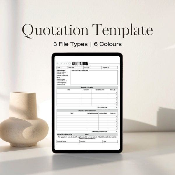 BUSINESS QUOTE TEMPLATE | Business Quote | Quotation Template | Printable Quote | Editable Quote Template | pdf | Pages | Microsoft Word