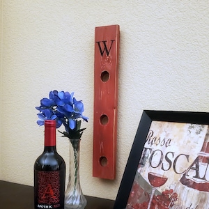 Wooden Rustic Wall‑Mounted Wine Bottle Rack – Holds up to 3 Bottles– Space‑Saving Bar Decor