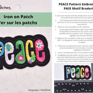 Peace word  embroidery iron on patches ( 1 piece per pack)