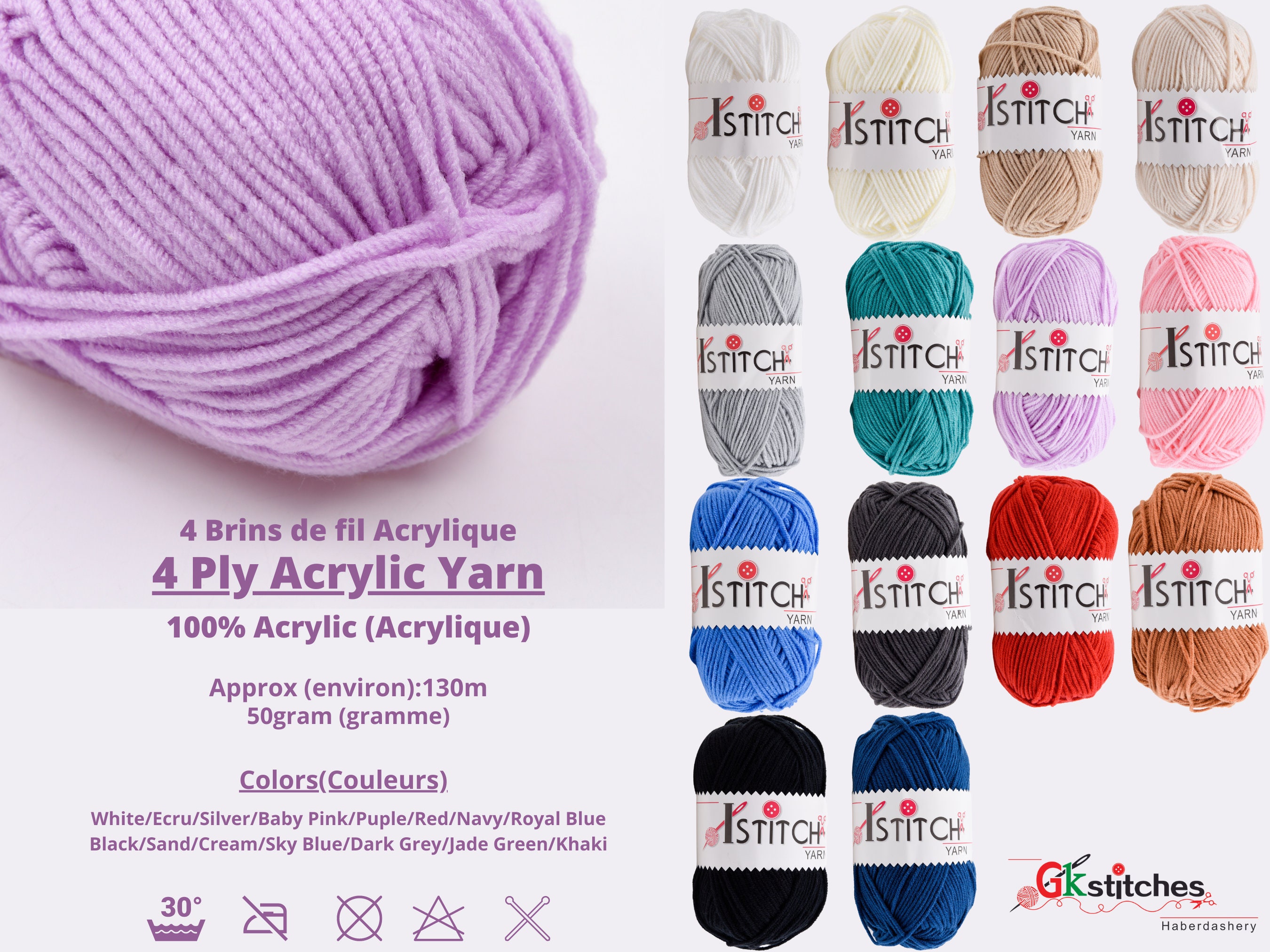 Yarn, Acrylic Yarn, Lightweight & Soft Yarn, Knitting Yarn