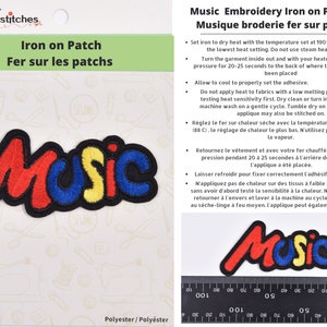 Music embroidery iron on patches ( 1 piece per pack)