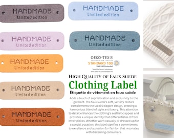 Faux Suede Clothing Label: Handmade Limited Edition Tags