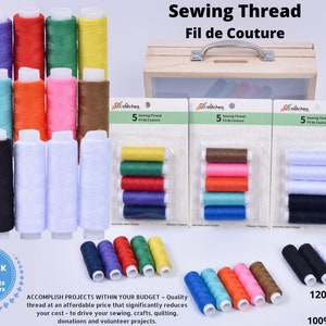 100 % Polyester sewing threads, 5pcs pack, 120m thread, Sewing Machine Thread, Multi Colors, All purpose sewing thread, Hand Sewing