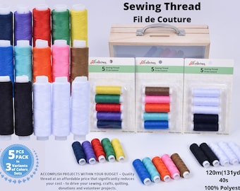 100 % Polyester sewing threads, 5pcs pack, 120m thread, Sewing Machine Thread, Multi Colors, All purpose sewing thread, Hand Sewing