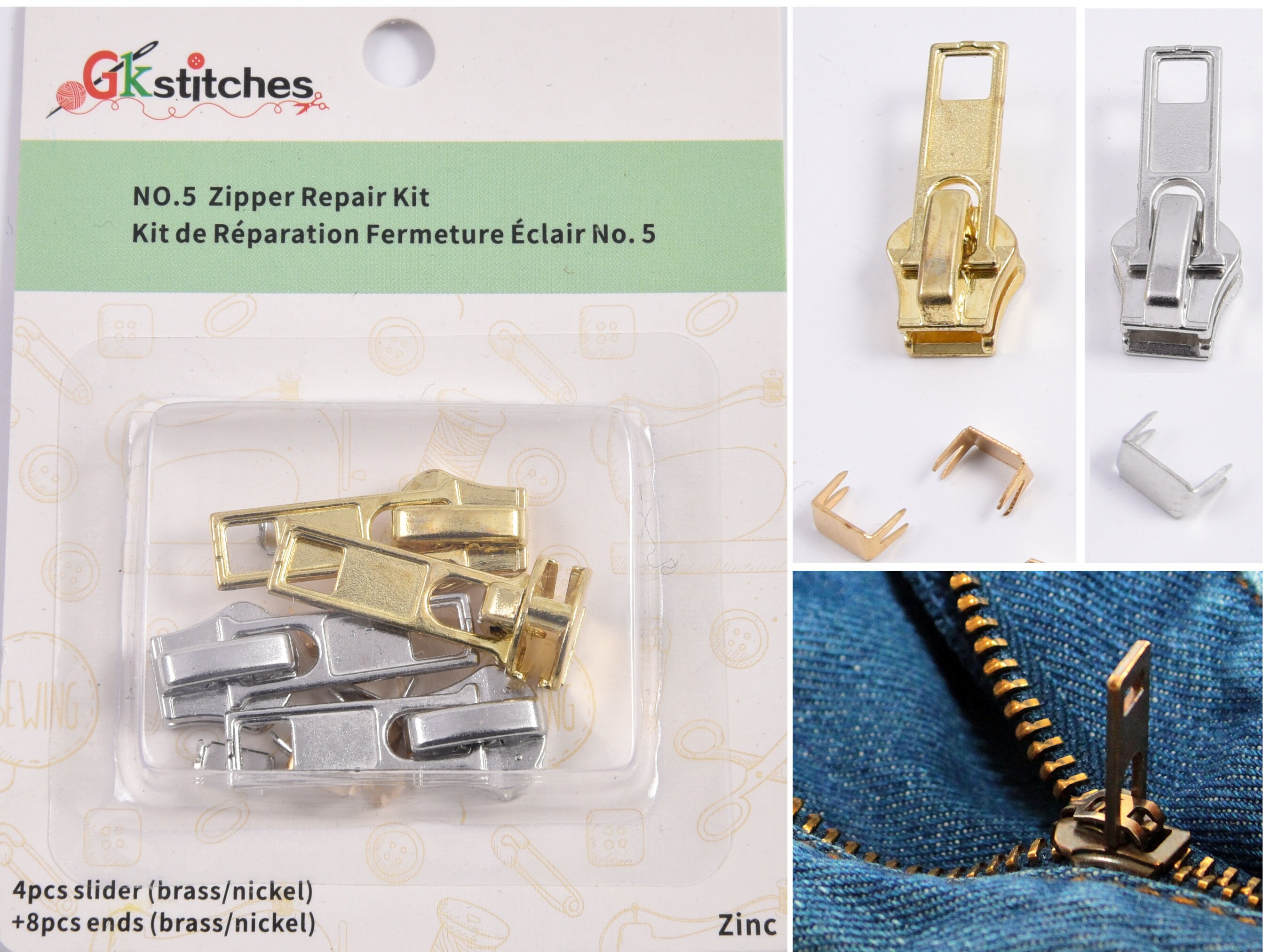 Molded Zipper Replacement Slider Kit