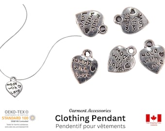 Made with Love Heart Pendants: Antique Silver Alloy Charms