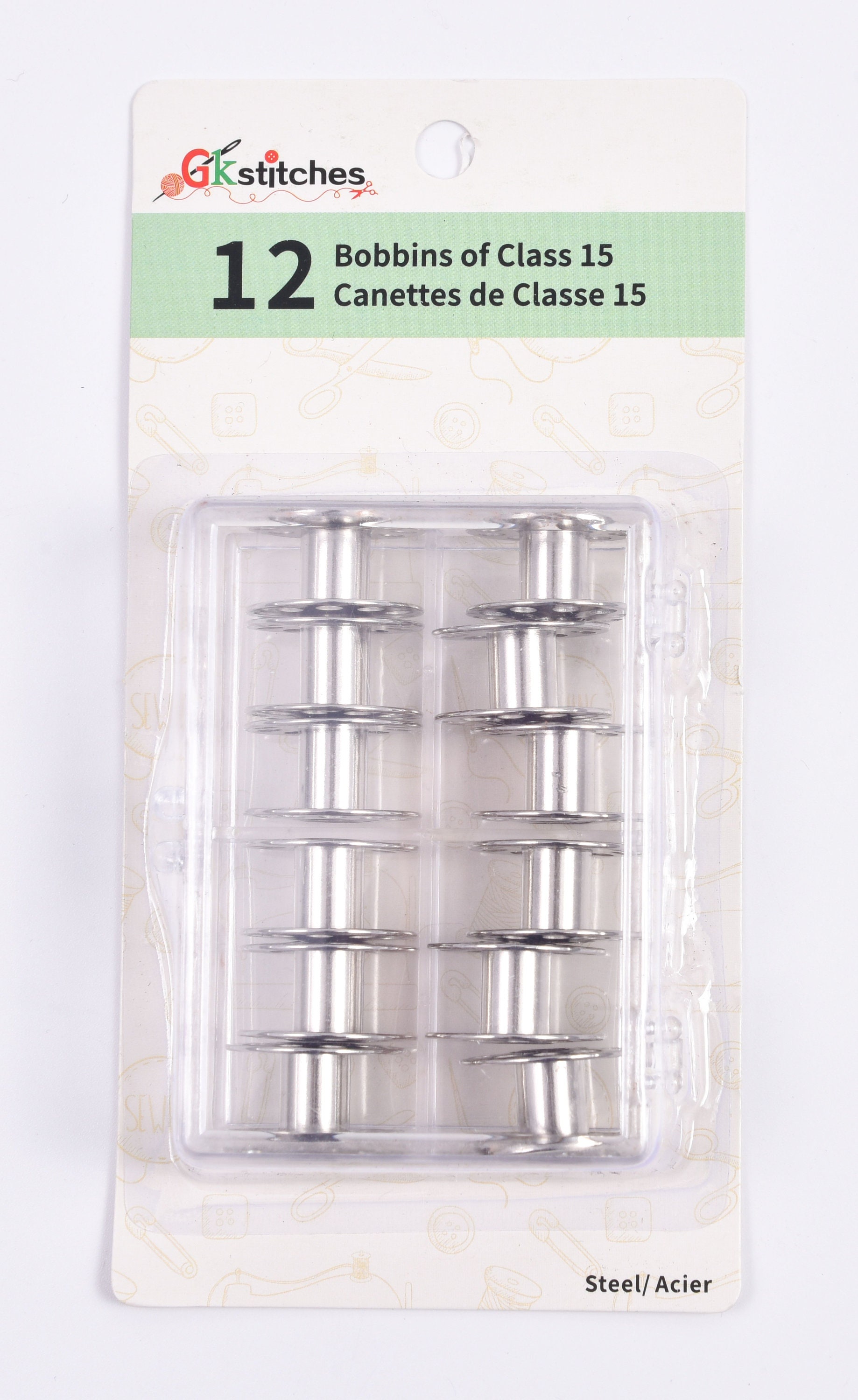 Set of 12 Reusable Bobbins Class 15 Plastic Sewing Notion CHN02