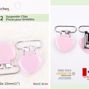 Heart Shape Suspender Clips- 25mm,Metal Kam Clips, Garment Clip, 1 inch suspender clip, dungaree clasps, clips holder, Heart Paci Clips