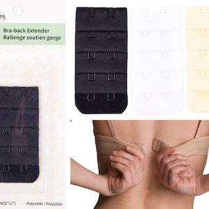 Bra Back Extender32mm - 1 1/4&quot;, Bra extension hook closure, 3 hooks 4 rows, bralette making, nylon plush felt back, Lingerie Sewing