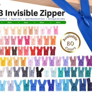 80 Color Invisible Zipper: Closed End Sewing Zips
