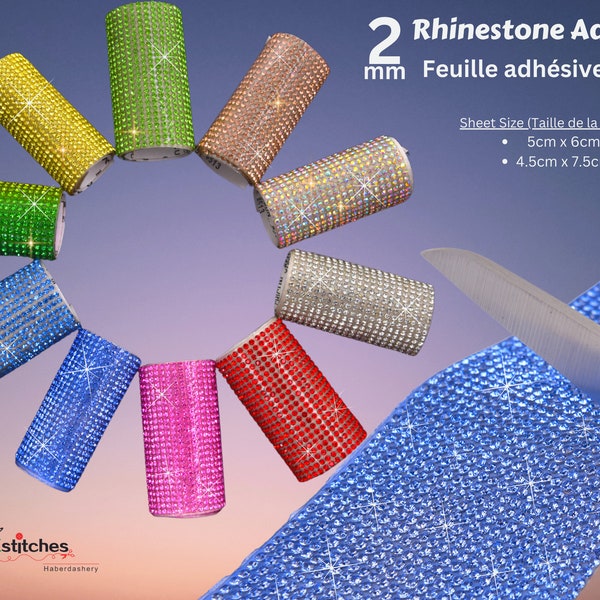 2mm Rhinestone Self Adhesive Sheet - Rows of rhinestone Stickers- Dazzling Adhesive Embellishment