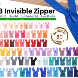 80 Color Invisible Zipper: Closed End Sewing Zips