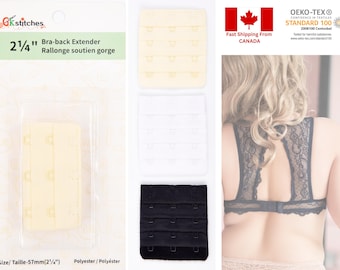 Rallonge de dos de soutien-gorge : 3 crochets, 4 rangées, rallonge en polyester de 57 mm