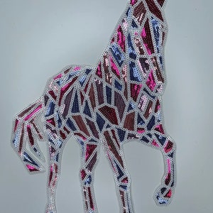 Sequin Horse Patch: Embroidered Pony Applique (19.5x27.2 cm)