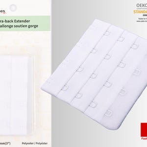 Bra Back Extender 76mm ( 3 inch ), Bra extension hook closure, 3 hooks 4 rows, bralette making, nylon plush felt back, Lingerie Sewing