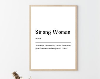 Strong Woman Definition Printable, Definition Poster, Definition Print, Instant Download, Printable Wall Art, Minimalist Print