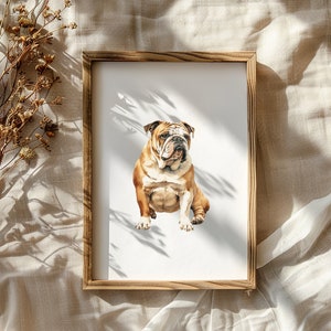English Bulldog Pet Print | Dog Watercolor | Bulldog Digital Artwork | Dog Home Decor | Pet Drawing | Dog Lover Art | Digital Download