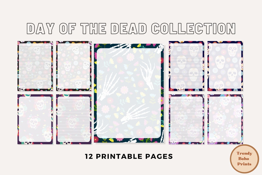 Day of the Dead Printable Stationary Set, Dia De Los Muertos, Sugar ...