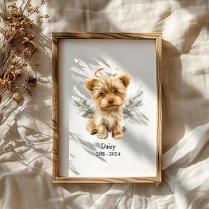 Yorkie Angel Dog Print | Dog Memorial Rainbow Bridge Print | Pet Loss Memorial Portrait | Pet Loss Sympathy Gift | Custom Pet Gift Digital