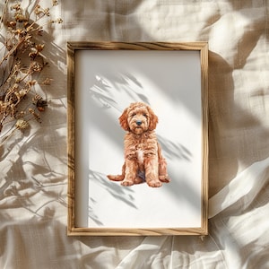 Golden Doodle Pet Print | Dog Watercolor | Printable Wall Art | Pet Digital Artwork | Animal Home Decor | Dog Drawing | Golden Doodle Lovers