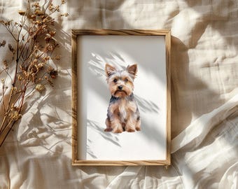 ヴィンテージヨークシャーテリアの絵画：ヨーキー犬の肖像画アート