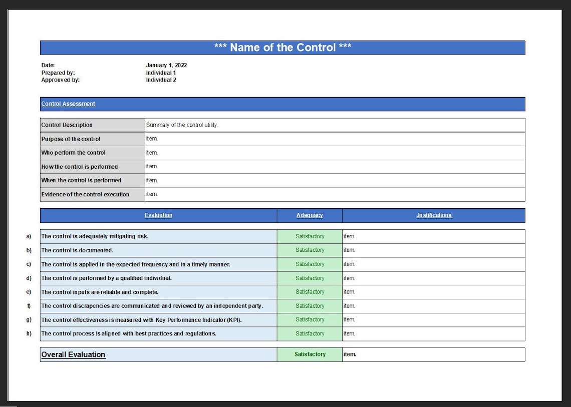 Process Control Assessment Template Control Self assessment Etsy Process Control Assessment Template Control Self assessment Etsy