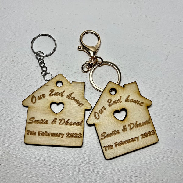 Our Home Keyring - Key Chain - Moving House - First Home - Second Home Wooden Personalised Keyring - New home Gift - New House