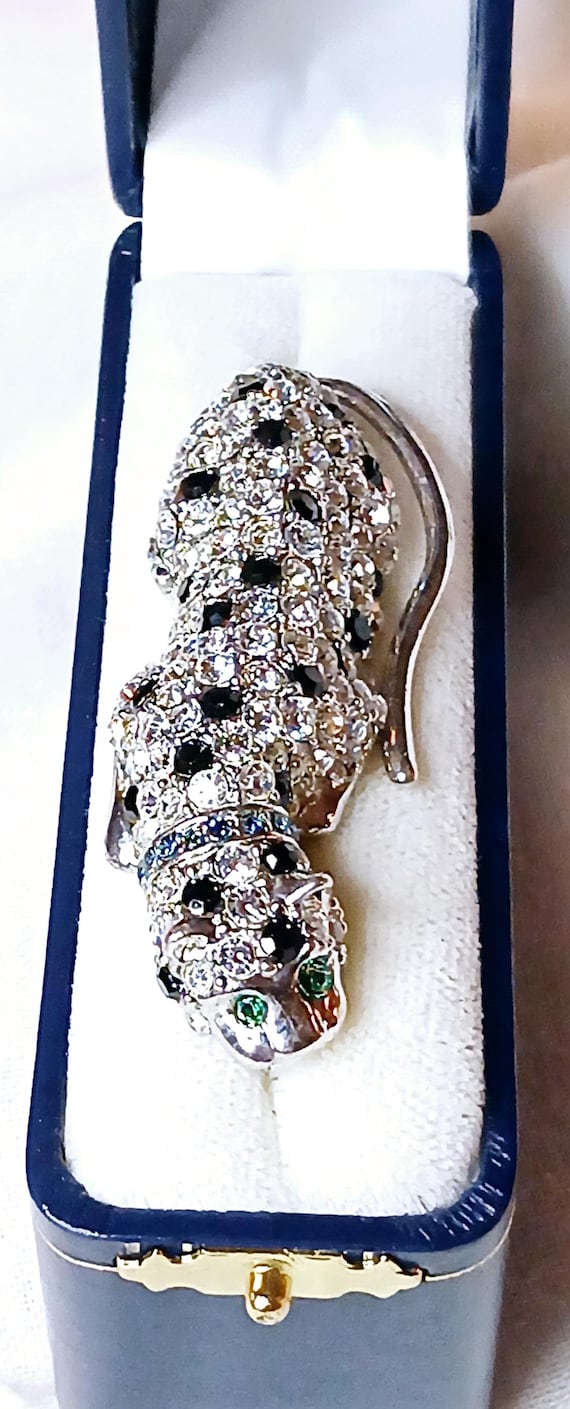 Rare Kenneth J Lane crystal leopard brooch - image 5