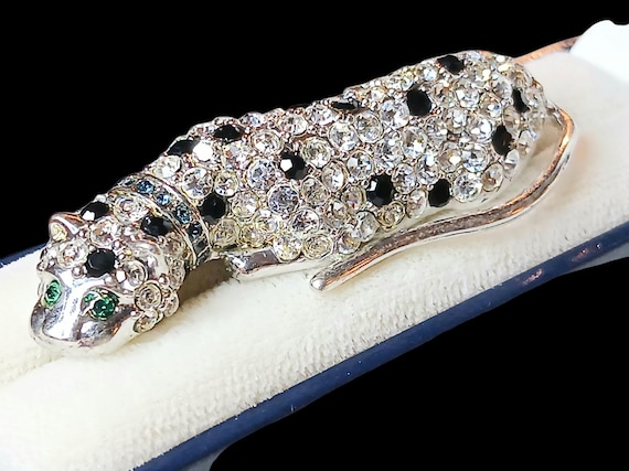 Rare Kenneth J Lane crystal leopard brooch - image 2