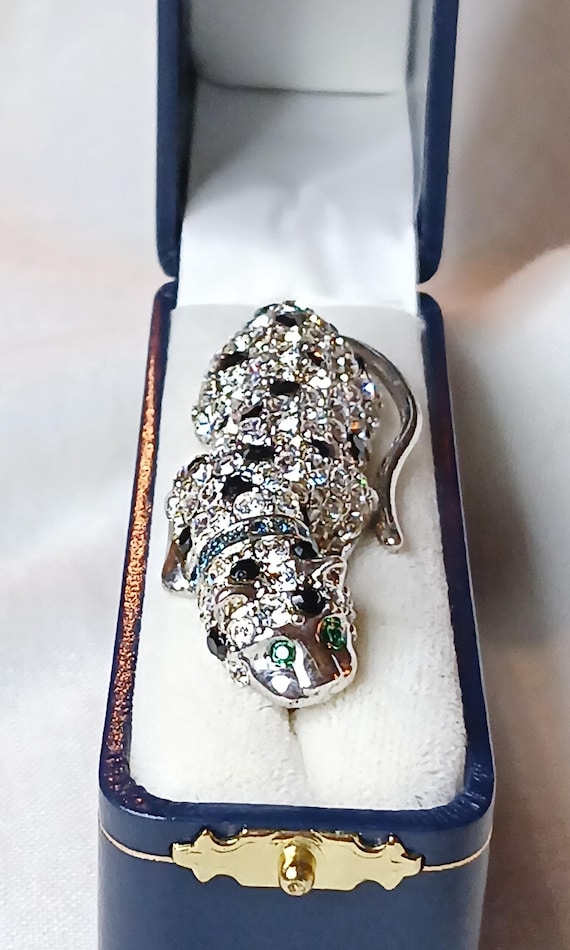Rare Kenneth J Lane crystal leopard brooch - image 1