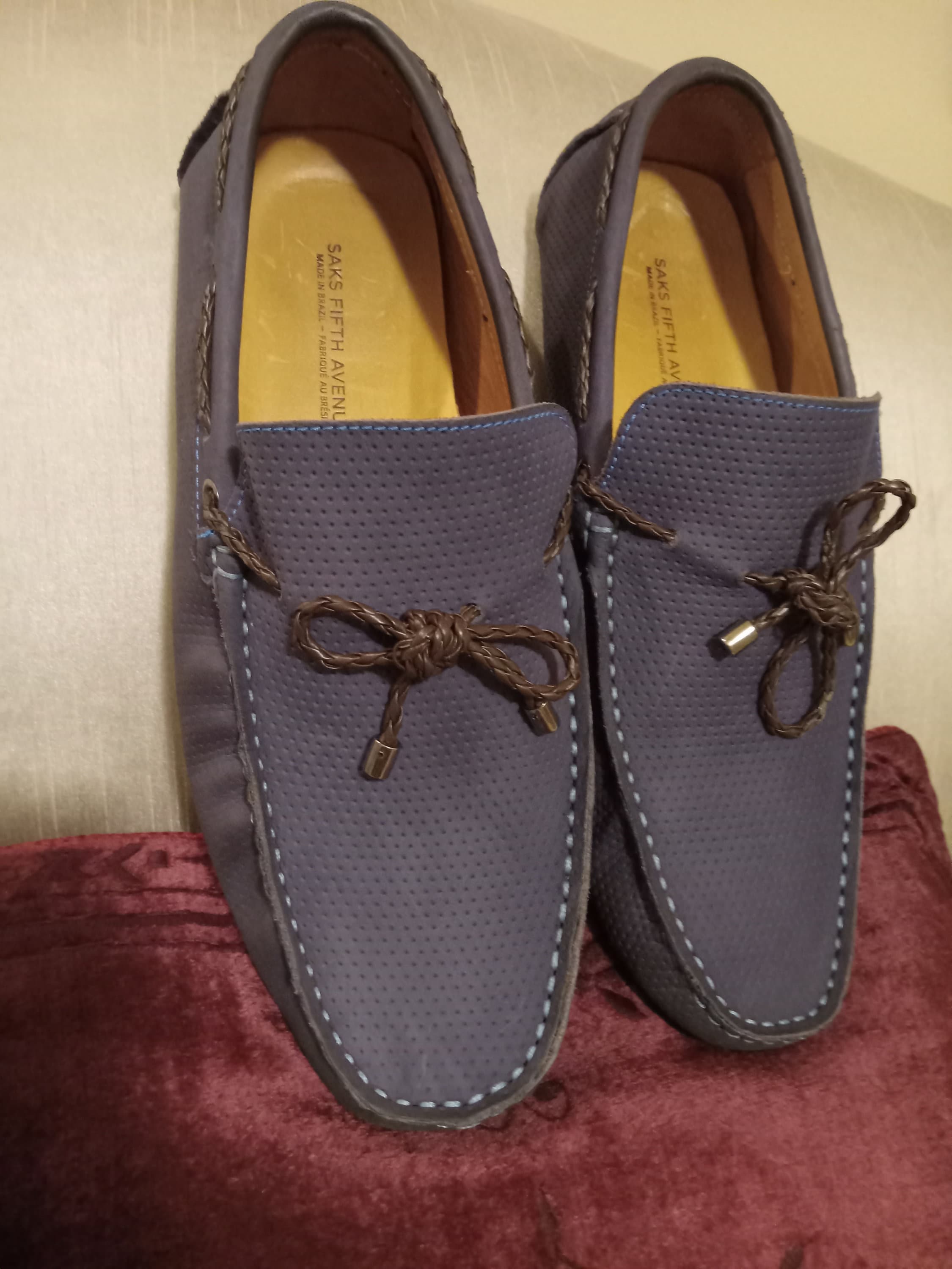 EUC Saks Fifth Avenue Men\'s Green Perforated Suede Loafers Driving Shoes, 7.5 Men main image 3