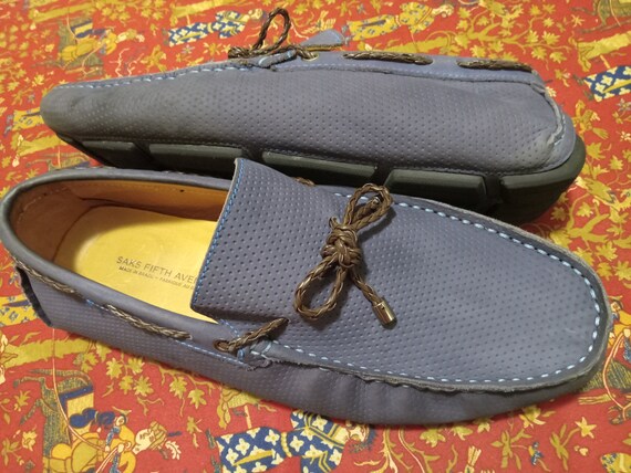 SAKS Fifth Avenue Blue Suede Drivers - Etsy display picture 3