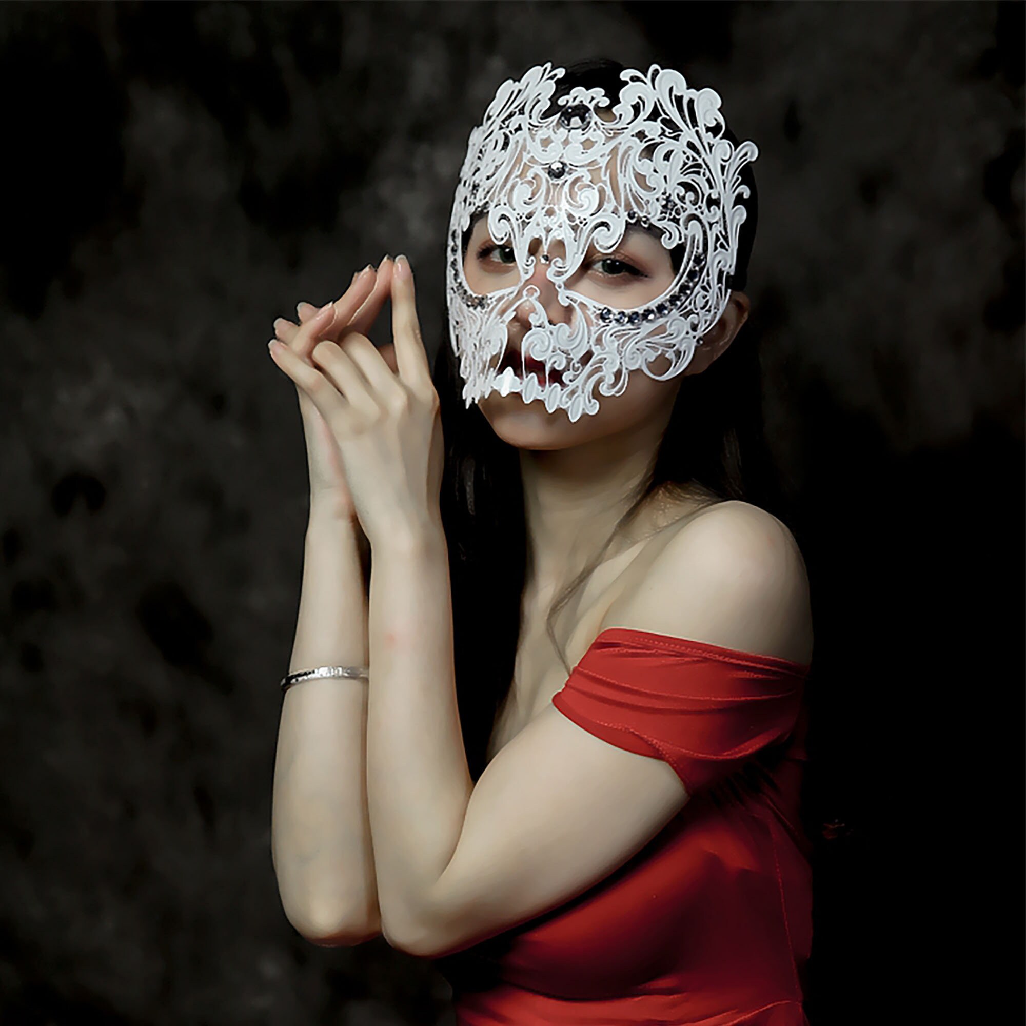 Metal skull mask black white men and women full face hollow etsy