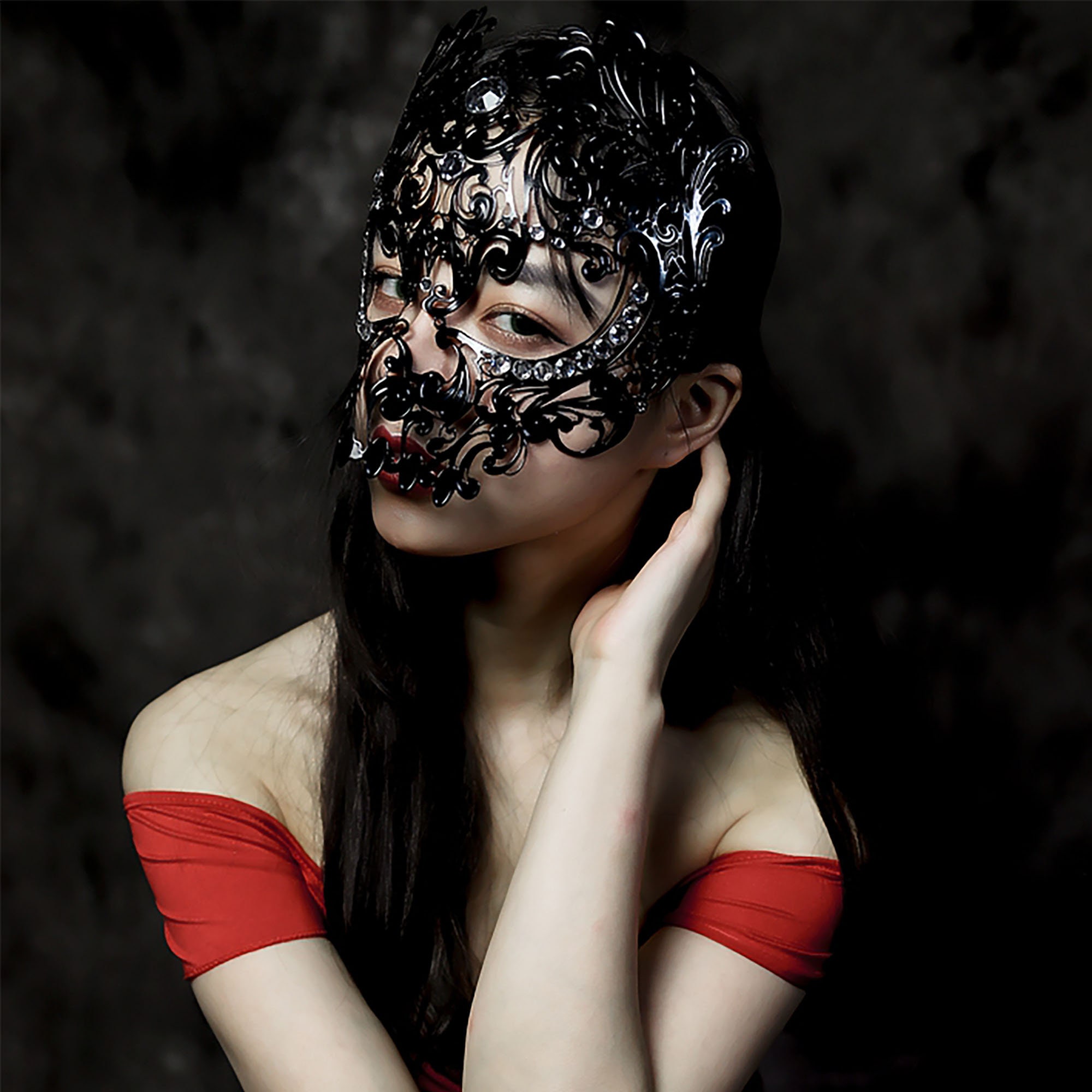 Metal skull mask black white men and women full face hollow etsy