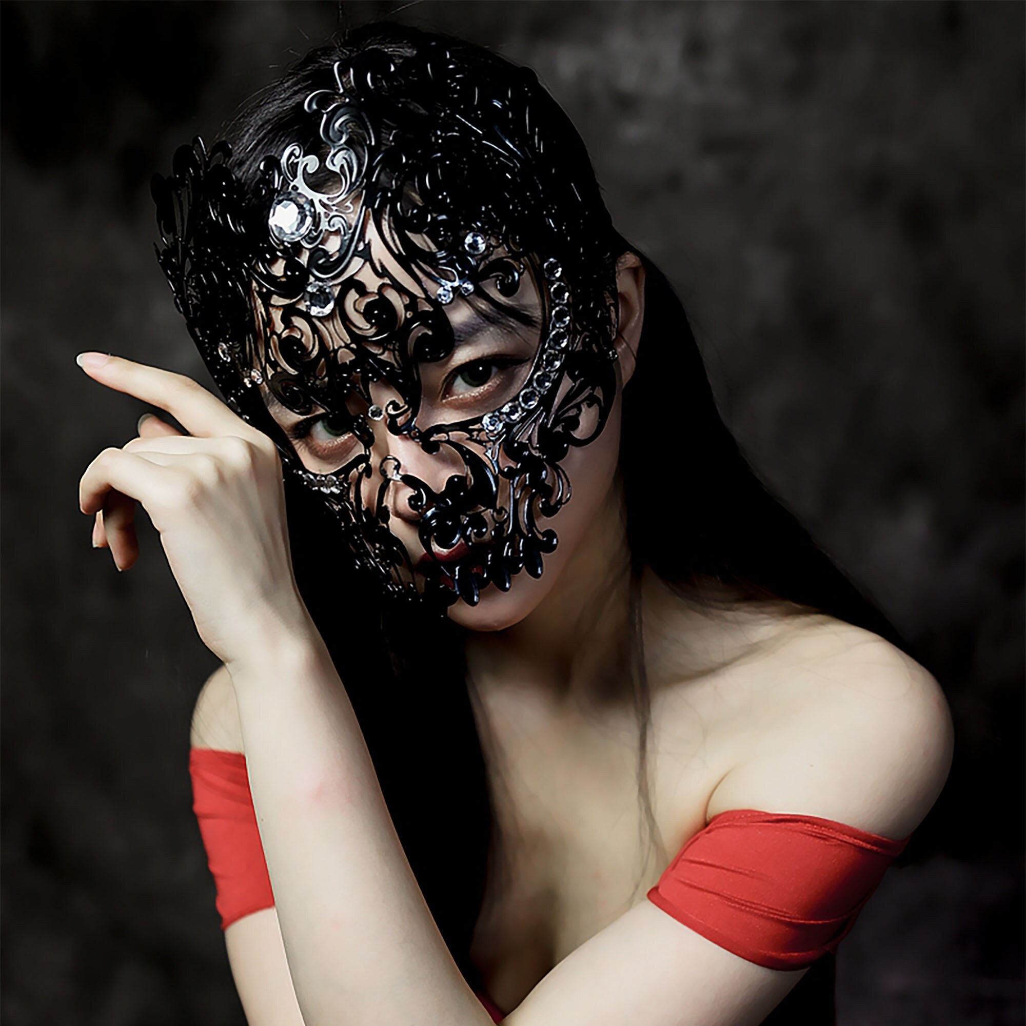 Metal skull mask black white men and women full face hollow etsy
