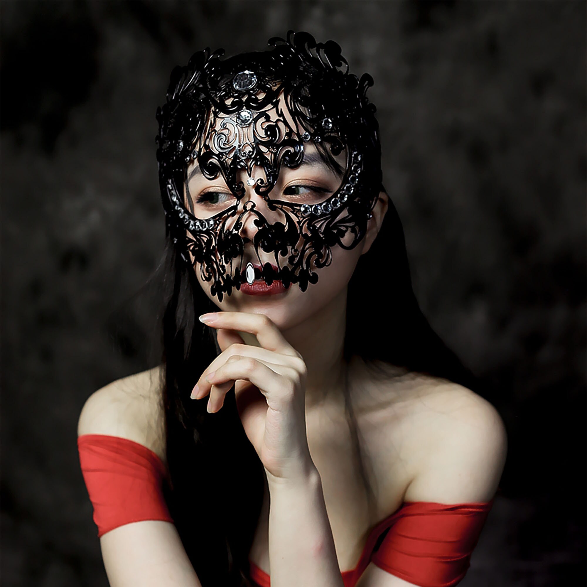 Metal skull mask black white men and women full face hollow etsy
