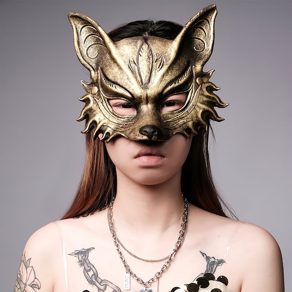 Halloween carnival party women's animal mask fox mask gold silver men's cute animal party