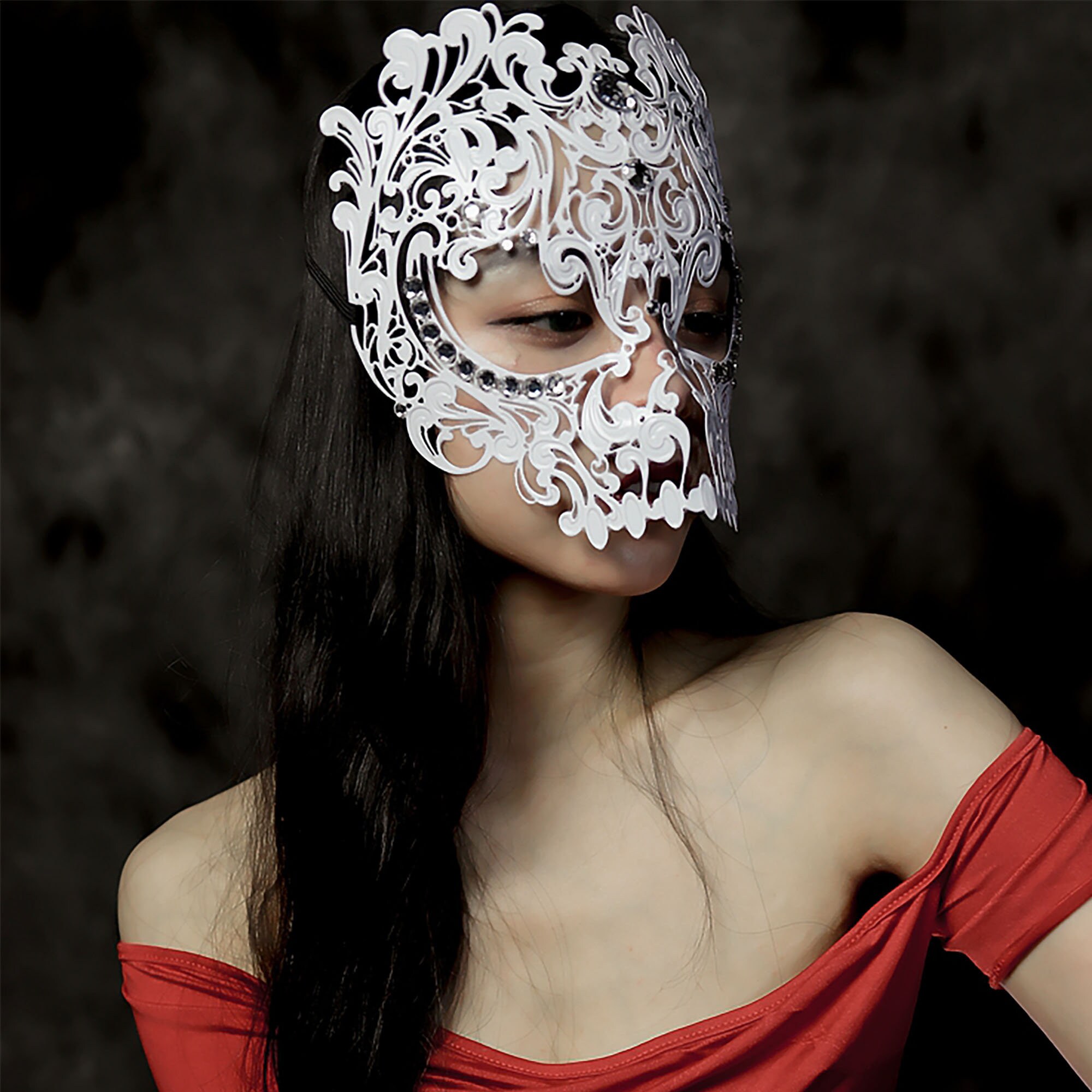 Metal skull mask black white men and women full face hollow etsy