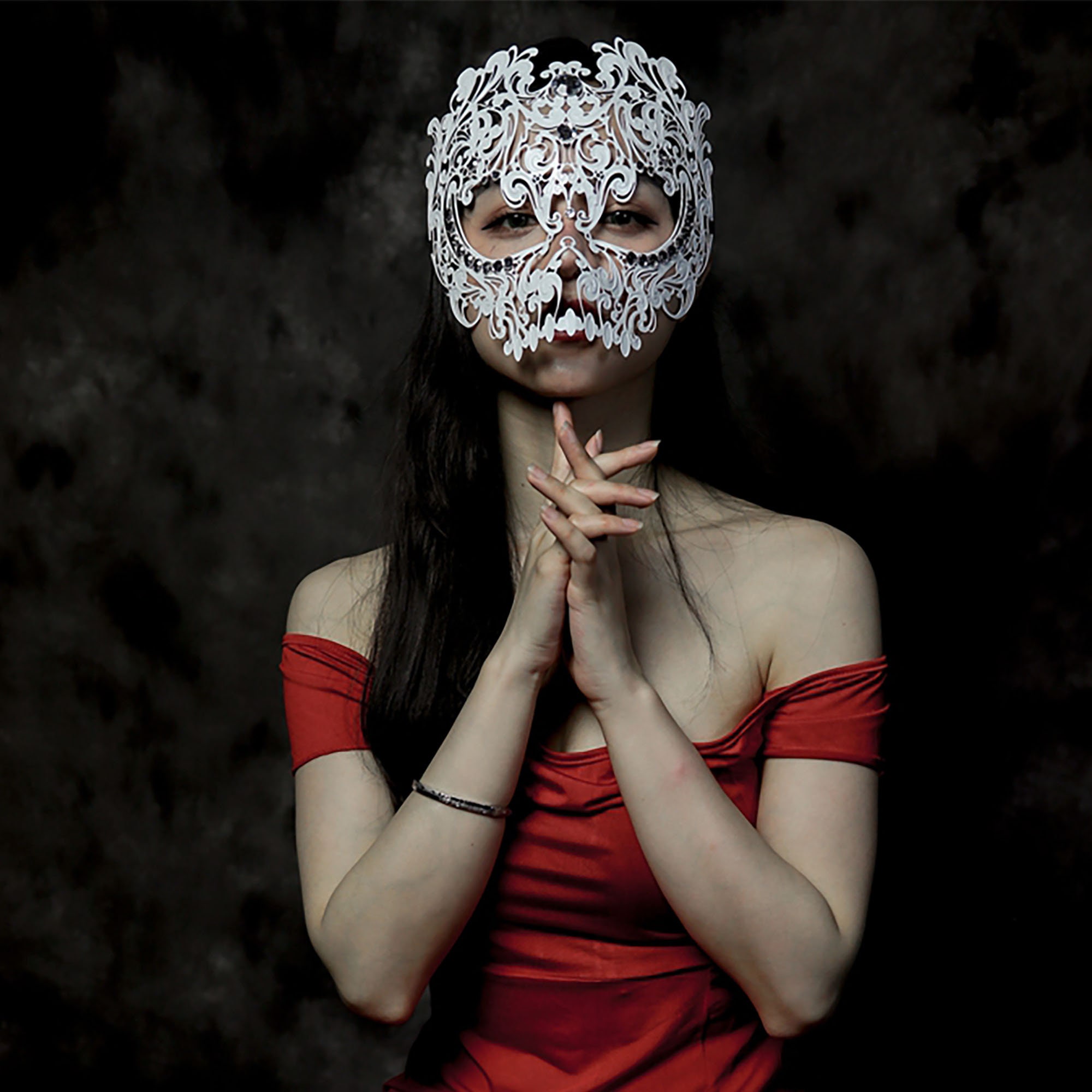 Metal skull mask black white men and women full face hollow etsy