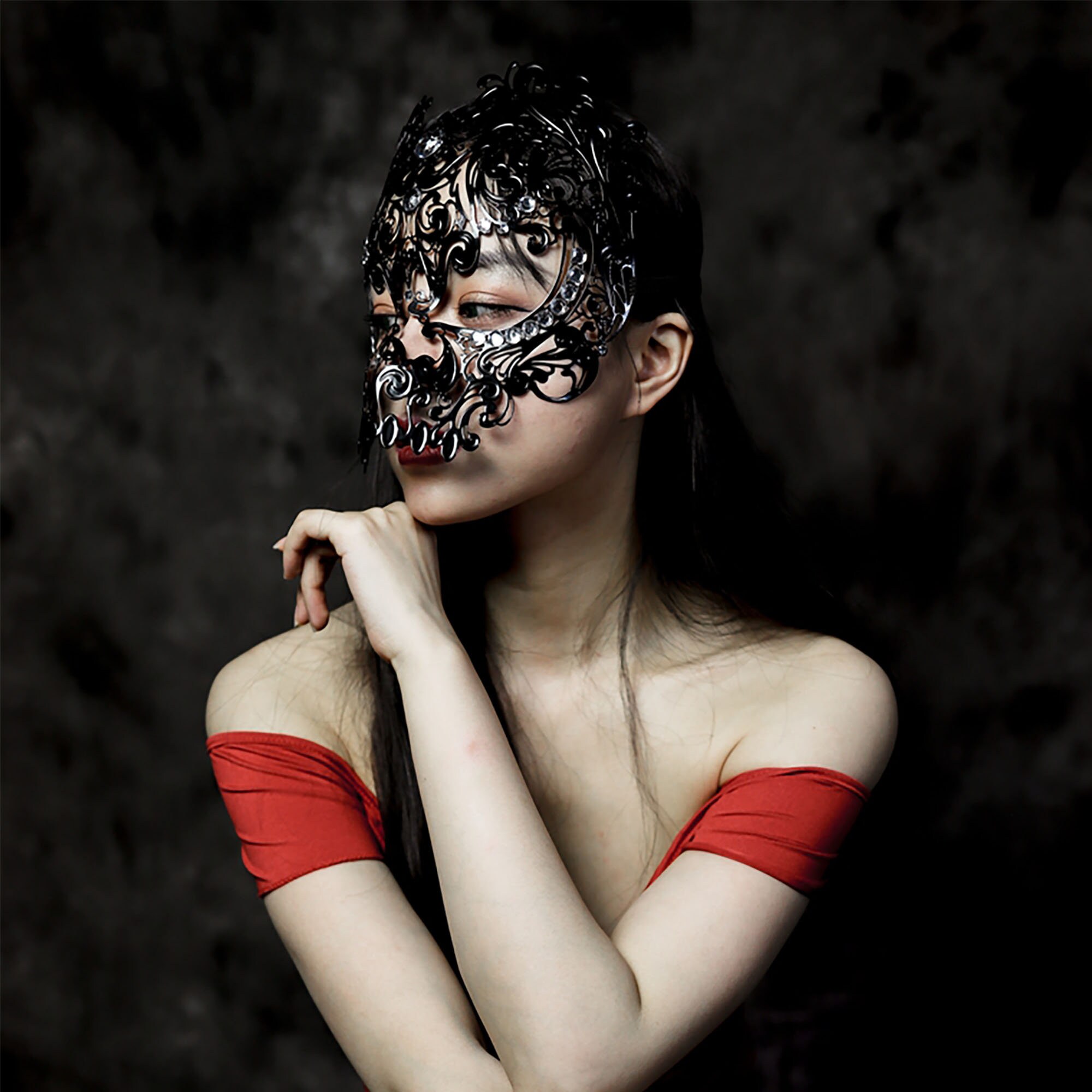 Metal skull mask black white men and women full face hollow etsy