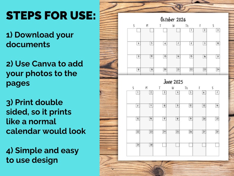 2025/2026 Editable 12 Month Calendars, Canva Template Frame, Editable Calendar Bundle, Printable