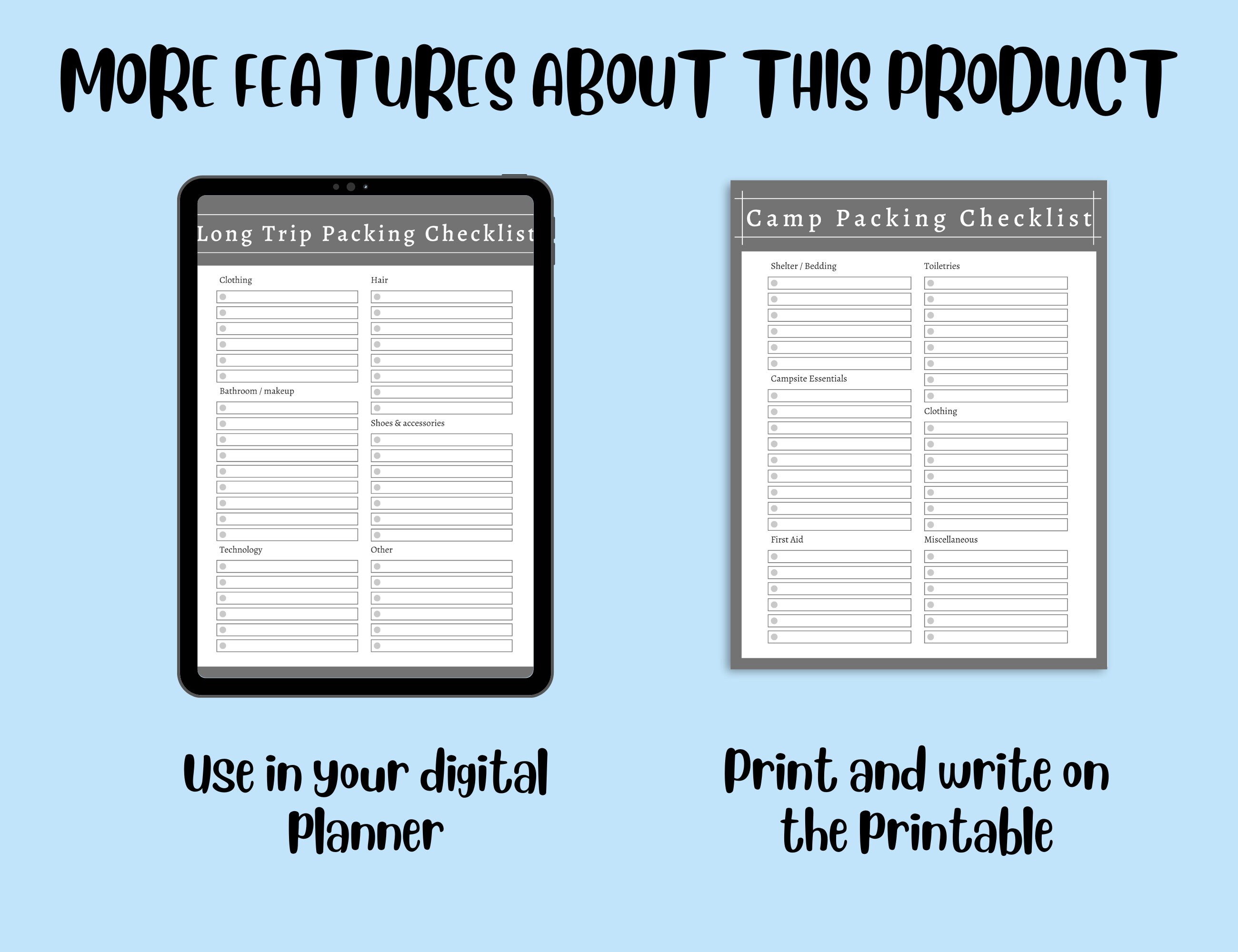 Printable Travel Packing Lists Etsy