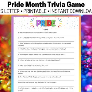 PRIDE Month Game Printable, LGBTQ+ Pride Party Game, Pride Flags Game, Rainbow Gay Lesbian Party Game, Fun Printable Pride Game