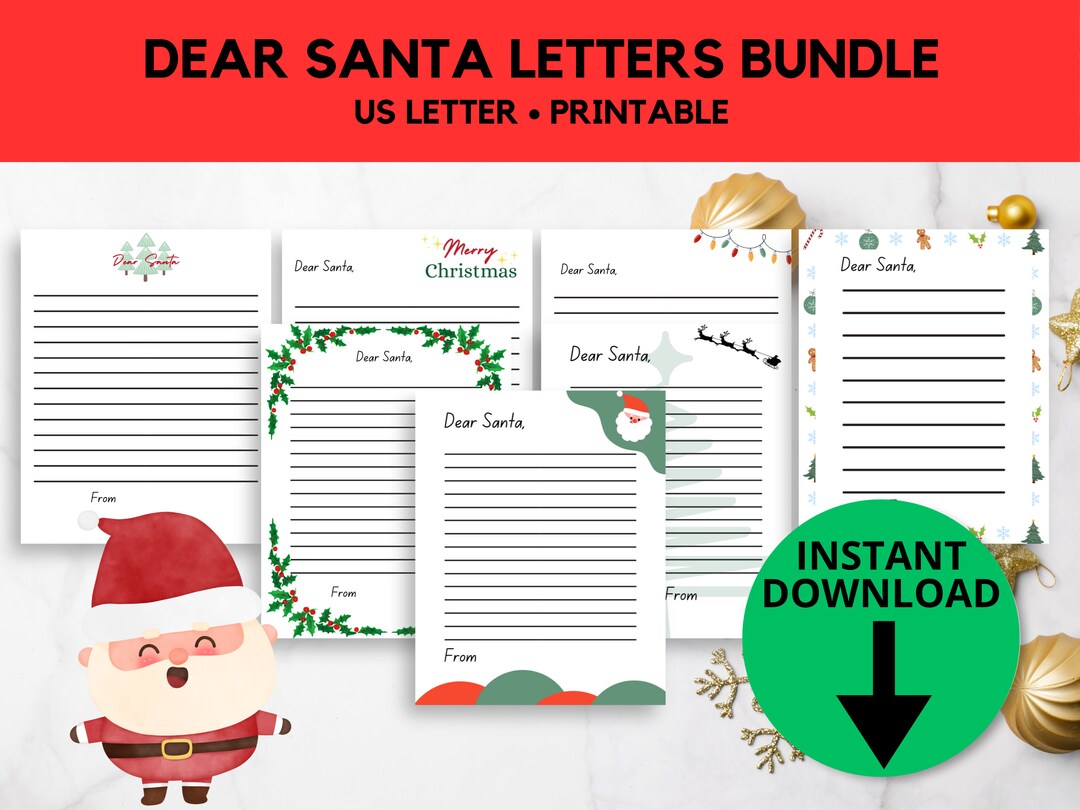 Dear Santa Format 7 Dear Santa Letters Printable, Letters to Santa Template, Santa ...