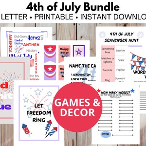 4th of July Decor & Game Bundle Printable