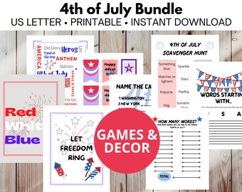 4th of July Decor & Game Bundle Printable
