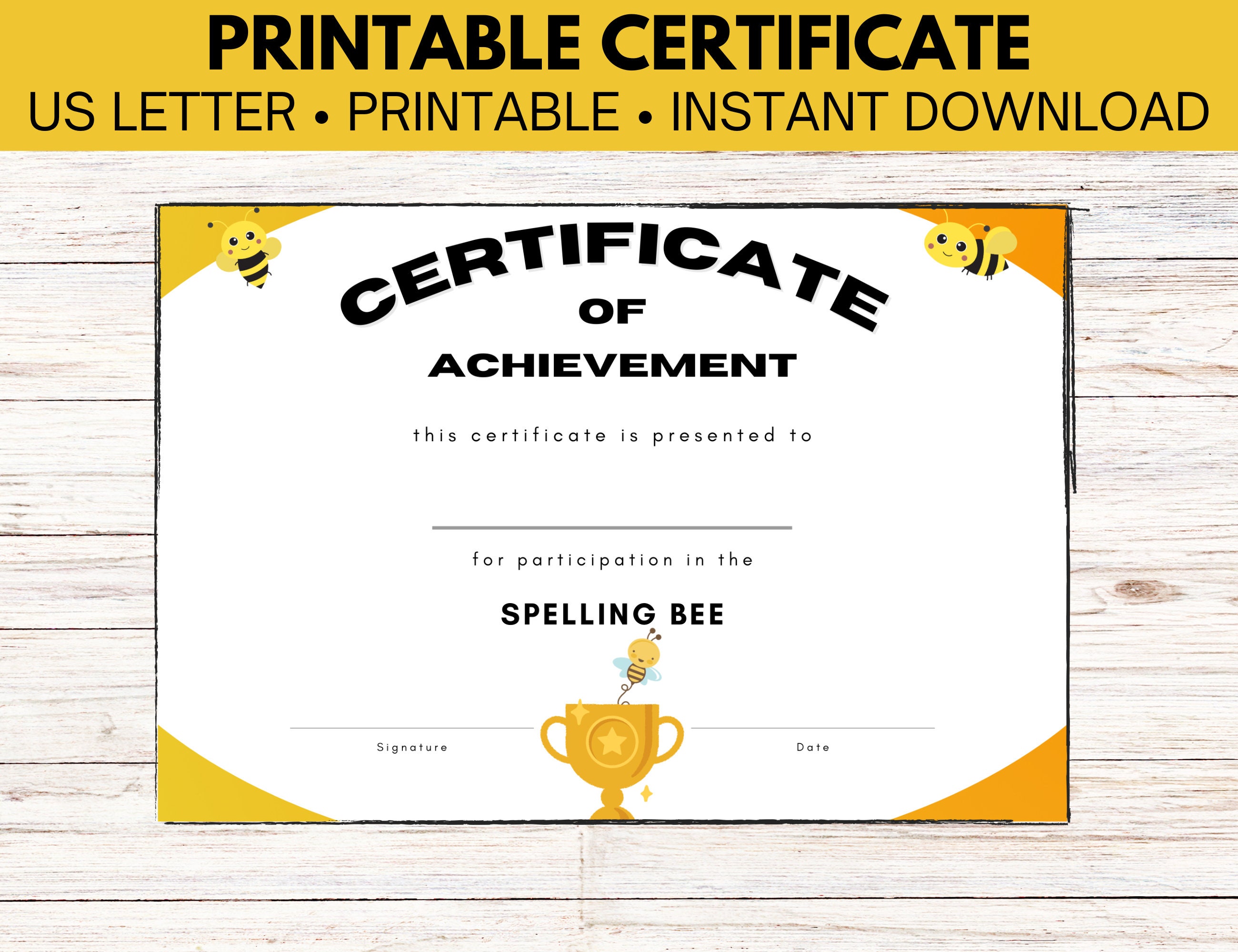 Spelling Bee Certificate Template