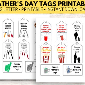 Happy Father&#39;s Day Tags Printable, Father&#39;s Day Cookie Tag, Instant Download, Tags for Dad