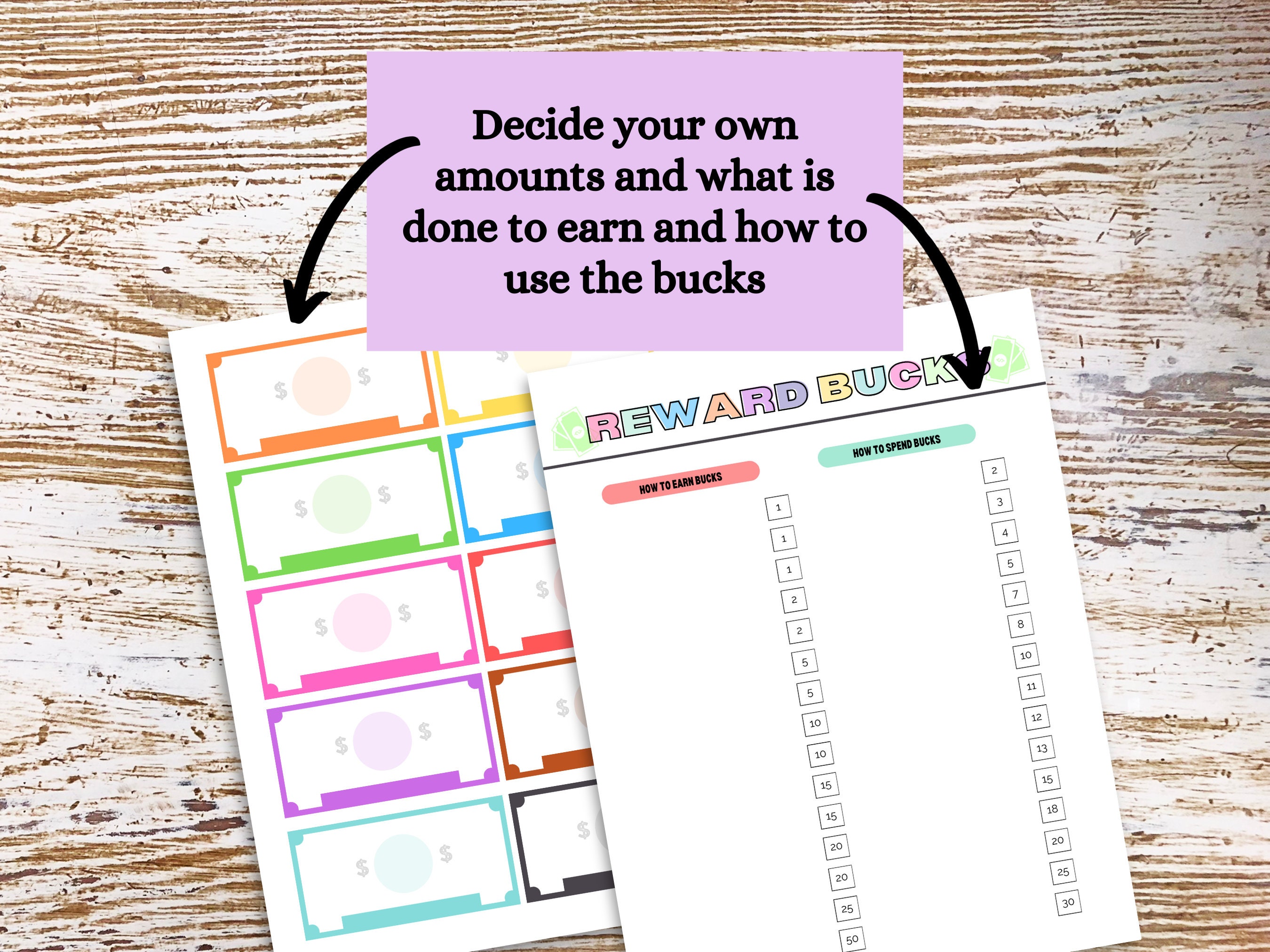 Reward Bucks for Kids DIGITAL, Reward System, Play Money, Chore Bucks ...