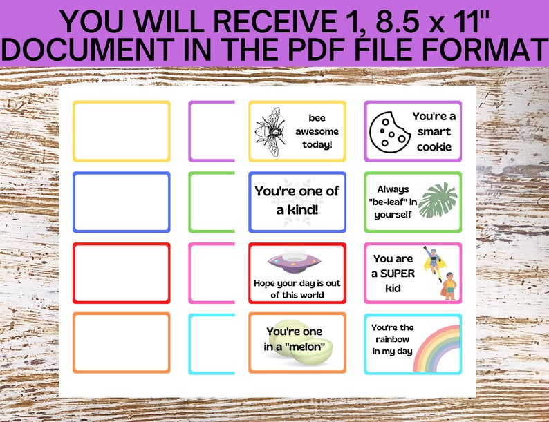 Printable Lunchbox Notes for Kids, Motivational Cards (instant Download ...